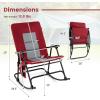 imageGoplus Oversized Folding Rocking Chair Padded Patio Lounge Rocker wMetal Frame Armrests Side Pocket Lightweight Portable Rocking Chair for Backyard Camping Travel Supports up to 500 lbs2RedRed
