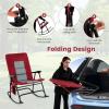 imageGoplus Oversized Folding Rocking Chair Padded Patio Lounge Rocker wMetal Frame Armrests Side Pocket Lightweight Portable Rocking Chair for Backyard Camping Travel Supports up to 500 lbs2RedRed
