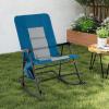imageGoplus Oversized Folding Rocking Chair Padded Patio Lounge Rocker wMetal Frame Armrests Side Pocket Lightweight Portable Rocking Chair for Backyard Camping Travel Supports up to 500 lbs2RedBlue