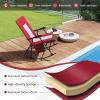 imageGoplus Oversized Folding Rocking Chair Padded Patio Lounge Rocker wMetal Frame Armrests Side Pocket Lightweight Portable Rocking Chair for Backyard Camping Travel Supports up to 500 lbs2RedRed