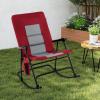 imageGoplus Oversized Folding Rocking Chair Padded Patio Lounge Rocker wMetal Frame Armrests Side Pocket Lightweight Portable Rocking Chair for Backyard Camping Travel Supports up to 500 lbs2RedRed