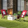imageGoplus Oversized Folding Rocking Chair Padded Patio Lounge Rocker wMetal Frame Armrests Side Pocket Lightweight Portable Rocking Chair for Backyard Camping Travel Supports up to 500 lbs2RedRed