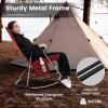 imageGoplus Oversized Folding Rocking Chair Padded Patio Lounge Rocker wMetal Frame Armrests Side Pocket Lightweight Portable Rocking Chair for Backyard Camping Travel Supports up to 500 lbs2RedRed