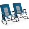 imageGoplus Oversized Folding Rocking Chair Padded Patio Lounge Rocker wMetal Frame Armrests Side Pocket Lightweight Portable Rocking Chair for Backyard Camping Travel Supports up to 500 lbs2RedBlue