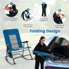 imageGoplus Oversized Folding Rocking Chair Padded Patio Lounge Rocker wMetal Frame Armrests Side Pocket Lightweight Portable Rocking Chair for Backyard Camping Travel Supports up to 500 lbs2RedBlue