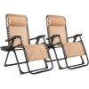 imageGoplus Oversized Zero Gravity Chair XLExtended Version Outdoor Recliner wCup Holder ampamp Detachable Headrest Foldable Mesh Lounge Chairs for Patio Pool Porch ampamp Deck 500LBS Set of 2 BeigeBeige