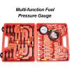 imageGoplus Profession Fuel Pressure Test Kit 0140PSI10 Bar Fuel Injection Pressure Gauge Tester wComplete Adapters Dual Scale Flex Hoses Fittings Lower Oil Warning Devices for Trucks Cars ATVs