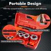 imageGoplus Ratchet Pipe Threader Kit Ratcheting Pipe Threading Tool Set w 6 Dies 14quot 38quot 12quot 34quot 1quot 114quot and Storage CaseRed