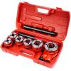 imageGoplus Ratchet Pipe Threader Kit Ratcheting Pipe Threading Tool Set w 6 Dies 14quot 38quot 12quot 34quot 1quot 114quot and Storage CaseRed