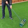 imageGoplus Rolling Lawn Aerator 18Inch Garden Yard Rotary Push Tine Heavy Duty Spike Soil Aeration Manual Lawn Aeration Tool w 41Inch Handle Green wFenderSilver