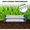 imageGoplus Rolling Lawn Aerator 18Inch Garden Yard Rotary Push Tine Heavy Duty Spike Soil Aeration Manual Lawn Aeration Tool w 41Inch Handle Green wFenderSilver