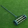 imageGoplus Rolling Lawn Aerator 18Inch Garden Yard Rotary Push Tine Heavy Duty Spike Soil Aeration Manual Lawn Aeration Tool w 41Inch Handle Green wFenderSilver