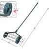 imageGoplus Rolling Lawn Aerator 18Inch Garden Yard Rotary Push Tine Heavy Duty Spike Soil Aeration Manual Lawn Aeration Tool w 41Inch Handle Green wFenderSilver