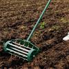 imageGoplus Rolling Lawn Aerator 18Inch Garden Yard Rotary Push Tine Heavy Duty Spike Soil Aeration Manual Lawn Aeration Tool w 41Inch Handle Green wFenderGreen w Fender