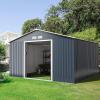 imageGoplus Storage Shed Metal 7 X 4 Outdoor Building Organizer with 4 Vents ampamp Double Sliding Door for Garden Backyard Farm 7X411X10