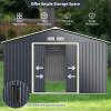 imageGoplus Storage Shed Metal 7 X 4 Outdoor Building Organizer with 4 Vents ampamp Double Sliding Door for Garden Backyard Farm 7X411X10