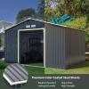 imageGoplus Storage Shed Metal 7 X 4 Outdoor Building Organizer with 4 Vents ampamp Double Sliding Door for Garden Backyard Farm 7X411X8
