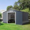 imageGoplus Storage Shed Metal 7 X 4 Outdoor Building Organizer with 4 Vents ampamp Double Sliding Door for Garden Backyard Farm 7X411X8