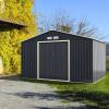 imageGoplus Storage Shed Metal 7 X 4 Outdoor Building Organizer with 4 Vents ampamp Double Sliding Door for Garden Backyard Farm 7X411X8