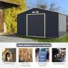 imageGoplus Storage Shed Metal 7 X 4 Outdoor Building Organizer with 4 Vents ampamp Double Sliding Door for Garden Backyard Farm 7X411X8