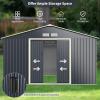 imageGoplus Storage Shed Metal 7 X 4 Outdoor Building Organizer with 4 Vents ampamp Double Sliding Door for Garden Backyard Farm 7X411X8