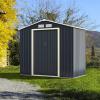 imageGoplus Storage Shed Metal 7 X 4 Outdoor Building Organizer with 4 Vents ampamp Double Sliding Door for Garden Backyard Farm 7X47X4