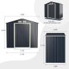 imageGoplus Storage Shed Metal 7 X 4 Outdoor Building Organizer with 4 Vents ampamp Double Sliding Door for Garden Backyard Farm 7X47X4