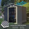 imageGoplus Storage Shed Metal 7 X 4 Outdoor Building Organizer with 4 Vents ampamp Double Sliding Door for Garden Backyard Farm 7X47X4