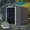 imageGoplus Storage Shed Metal 7 X 4 Outdoor Building Organizer with 4 Vents ampamp Double Sliding Door for Garden Backyard Farm 7X47X6
