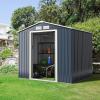 imageGoplus Storage Shed Metal 7 X 4 Outdoor Building Organizer with 4 Vents ampamp Double Sliding Door for Garden Backyard Farm 7X47X6