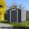 imageGoplus Storage Shed Metal 7 X 4 Outdoor Building Organizer with 4 Vents ampamp Double Sliding Door for Garden Backyard Farm 7X47X6