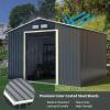 imageGoplus Storage Shed Metal 7 X 4 Outdoor Building Organizer with 4 Vents ampamp Double Sliding Door for Garden Backyard Farm 7X49X8