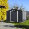 imageGoplus Storage Shed Metal 7 X 4 Outdoor Building Organizer with 4 Vents ampamp Double Sliding Door for Garden Backyard Farm 7X49X8