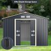 imageGoplus Storage Shed Metal 7 X 4 Outdoor Building Organizer with 4 Vents ampamp Double Sliding Door for Garden Backyard Farm 7X49X8