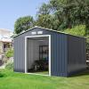 imageGoplus Storage Shed Metal 7 X 4 Outdoor Building Organizer with 4 Vents ampamp Double Sliding Door for Garden Backyard Farm 7X49X8