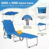imageGoplus Tanning Chair Foldable Beach Lounge Chair with 360Canopy Sun Shade Side Pocket 5Position Adjustable Outdoor Chaise Lounge Chair for Patio Pool Yard Lawn 2 BeigeBlue