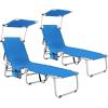 imageGoplus Tanning Chair Foldable Beach Lounge Chair with 360Canopy Sun Shade Side Pocket 5Position Adjustable Outdoor Chaise Lounge Chair for Patio Pool Yard Lawn 2 BeigeBlue