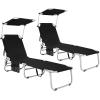 imageGoplus Tanning Chair Foldable Beach Lounge Chair with 360Canopy Sun Shade Side Pocket 5Position Adjustable Outdoor Chaise Lounge Chair for Patio Pool Yard Lawn 2 BeigeBlack