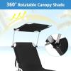 imageGoplus Tanning Chair Foldable Beach Lounge Chair with 360Canopy Sun Shade Side Pocket 5Position Adjustable Outdoor Chaise Lounge Chair for Patio Pool Yard Lawn 2 BeigeBlack