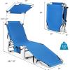 imageGoplus Tanning Chair Foldable Beach Lounge Chair with 360Canopy Sun Shade Side Pocket 5Position Adjustable Outdoor Chaise Lounge Chair for Patio Pool Yard Lawn 2 BeigeBlue