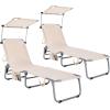 imageGoplus Tanning Chair Foldable Beach Lounge Chair with 360Canopy Sun Shade Side Pocket 5Position Adjustable Outdoor Chaise Lounge Chair for Patio Pool Yard Lawn 2 BeigeBeige
