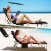 imageGoplus Tanning Chair Foldable Beach Lounge Chair with 360Canopy Sun Shade Side Pocket 5Position Adjustable Outdoor Chaise Lounge Chair for Patio Pool Yard Lawn 2 BeigeBlack