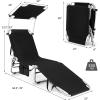 imageGoplus Tanning Chair Foldable Beach Lounge Chair with 360Canopy Sun Shade Side Pocket 5Position Adjustable Outdoor Chaise Lounge Chair for Patio Pool Yard Lawn 2 BeigeBlack