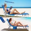 imageGoplus Tanning Chair Foldable Beach Lounge Chair with 360Canopy Sun Shade Side Pocket 5Position Adjustable Outdoor Chaise Lounge Chair for Patio Pool Yard Lawn 2 BeigeBlue