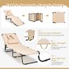 imageGoplus Tanning Chair Folding Beach Lounge Chair wFace Hole 350LBS Capacity Removable Pillow Carry Strap Adjustable Sunbathing Chair Patio Chaise Lounger for Outside Lawn Pool Adult 1 BeigeBeige