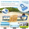 imageGoplus Tanning Chair Folding Beach Lounge Chair wFace Hole 350LBS Capacity Removable Pillow Carry Strap Adjustable Sunbathing Chair Patio Chaise Lounger for Outside Lawn Pool Adult 1 BeigeBlue