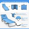 imageGoplus Tanning Chair Folding Beach Lounge Chair wFace Hole 350LBS Capacity Removable Pillow Carry Strap Adjustable Sunbathing Chair Patio Chaise Lounger for Outside Lawn Pool Adult 1 BeigeBlue