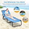 imageGoplus Tanning Chair Folding Beach Lounge Chair wFace Hole 350LBS Capacity Removable Pillow Carry Strap Adjustable Sunbathing Chair Patio Chaise Lounger for Outside Lawn Pool Adult 1 BeigeBlue
