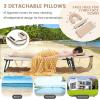 imageGoplus Tanning Chair Folding Beach Lounge Chair wFace Hole 350LBS Capacity Removable Pillow Carry Strap Adjustable Sunbathing Chair Patio Chaise Lounger for Outside Lawn Pool Adult 1 BeigeBeige