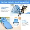 imageGoplus Tanning Chair Folding Beach Lounge Chair wFace Hole 350LBS Capacity Removable Pillow Carry Strap Adjustable Sunbathing Chair Patio Chaise Lounger for Outside Lawn Pool Adult 1 BeigeBlue